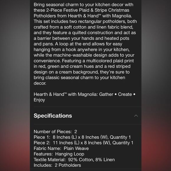 Hearth & Hand Magnolia Festive Pot Holders - Picture 4 of 6